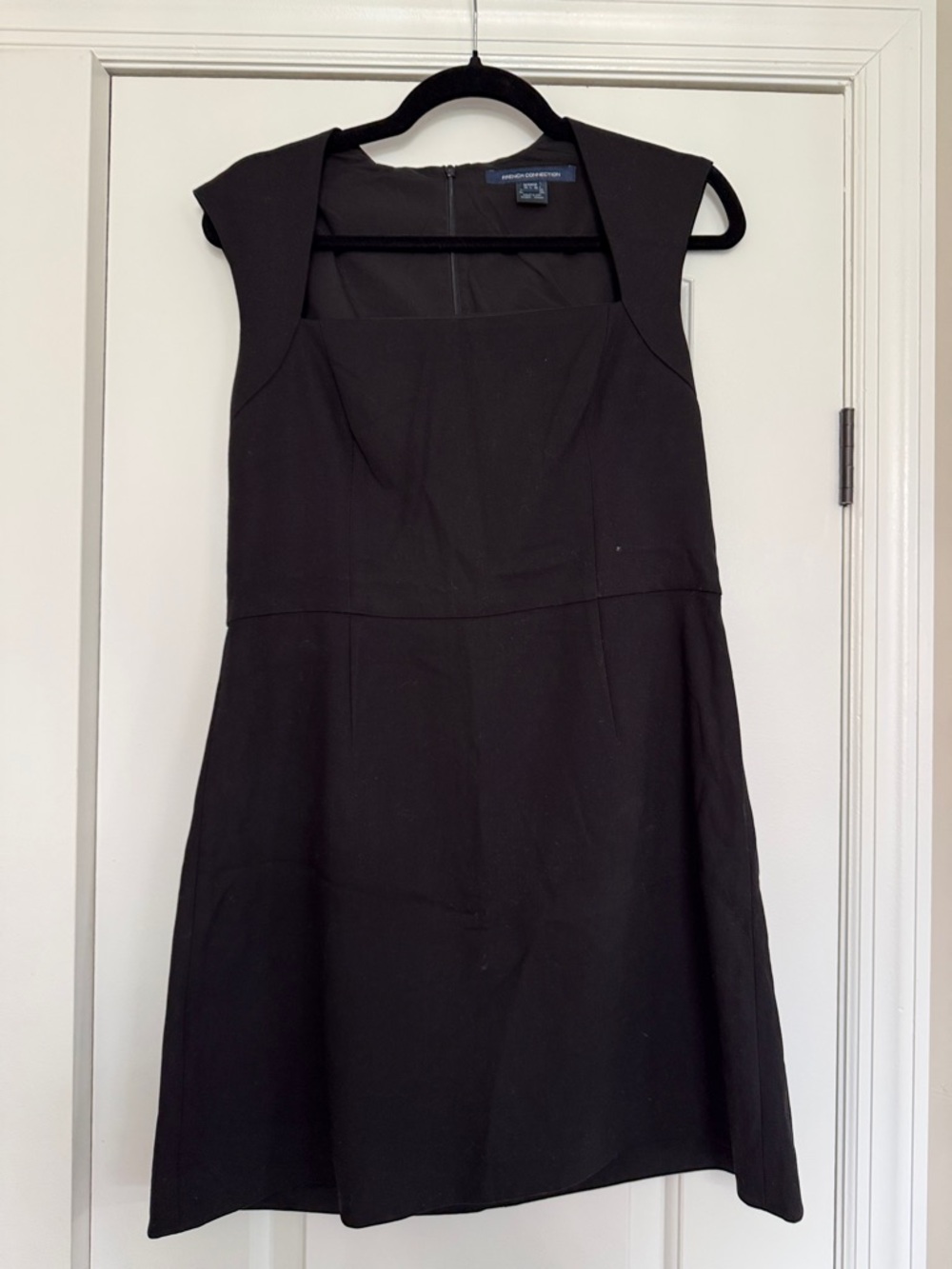 French Connection Black Sleeveless Square-Neck Midi Dress